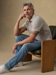 Short-Sleeve Linen Sweater Polo - Tropic Sands Melange