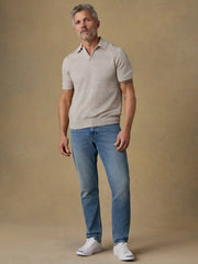 Short-Sleeve Linen Sweater Polo - Tropic Sands Melange