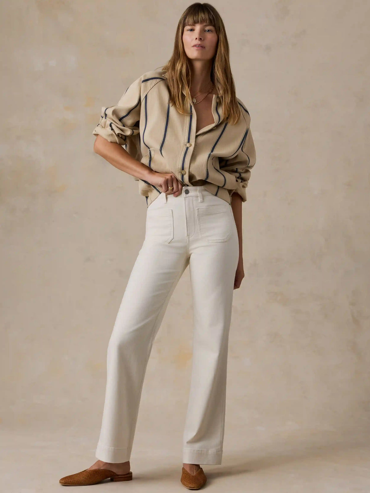Stretch Terry Patch Pocket Pant - Egret