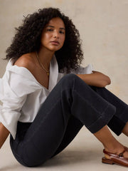Stretch Terry Patch Pocket Ankle Pant - Onyx Black