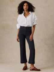 Stretch Terry Patch Pocket Ankle Pant - Onyx Black