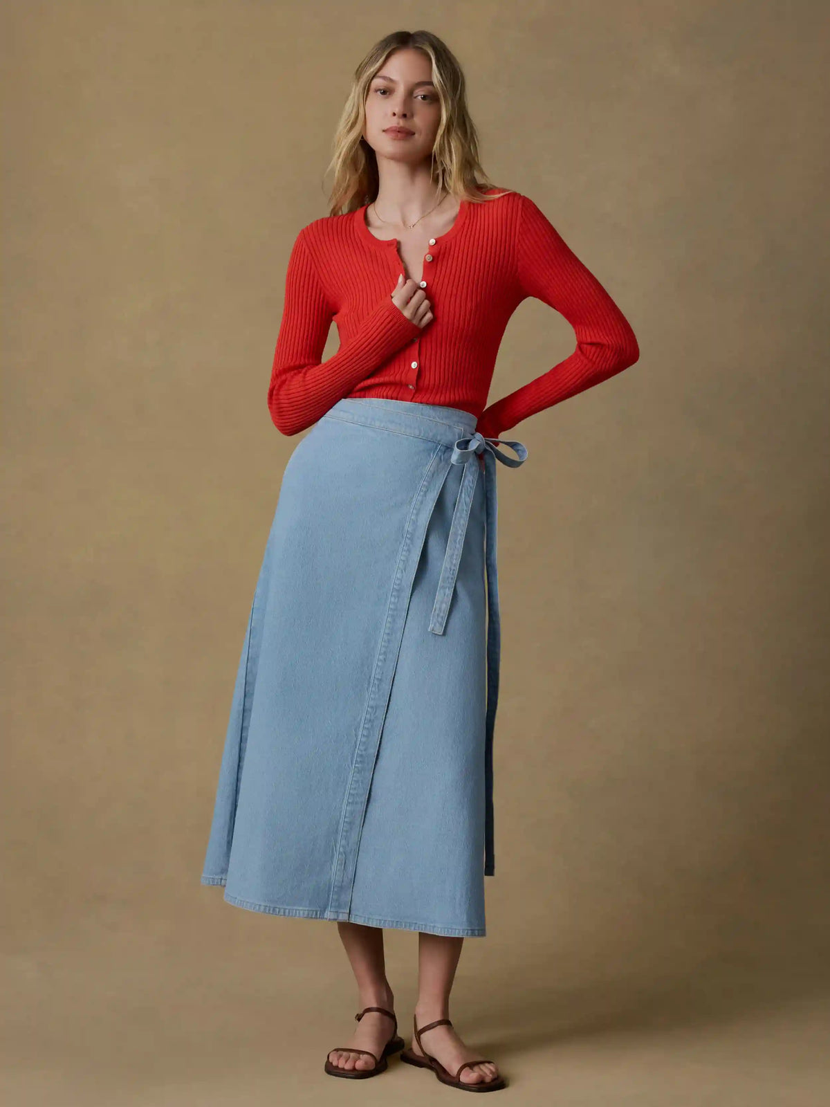 Solstice Denim Wrap Skirt - Bay Drift Wash
