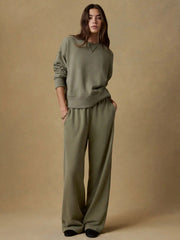 High Standard Fleece Wide Leg Sweatpant - Island Olive