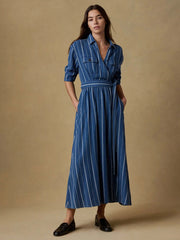 Island Tide Julia Wrap Dress - Indigo Drift Stripe