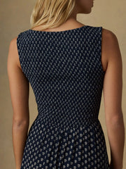 Sophia Smocked Dress - Navy Lotus Floral