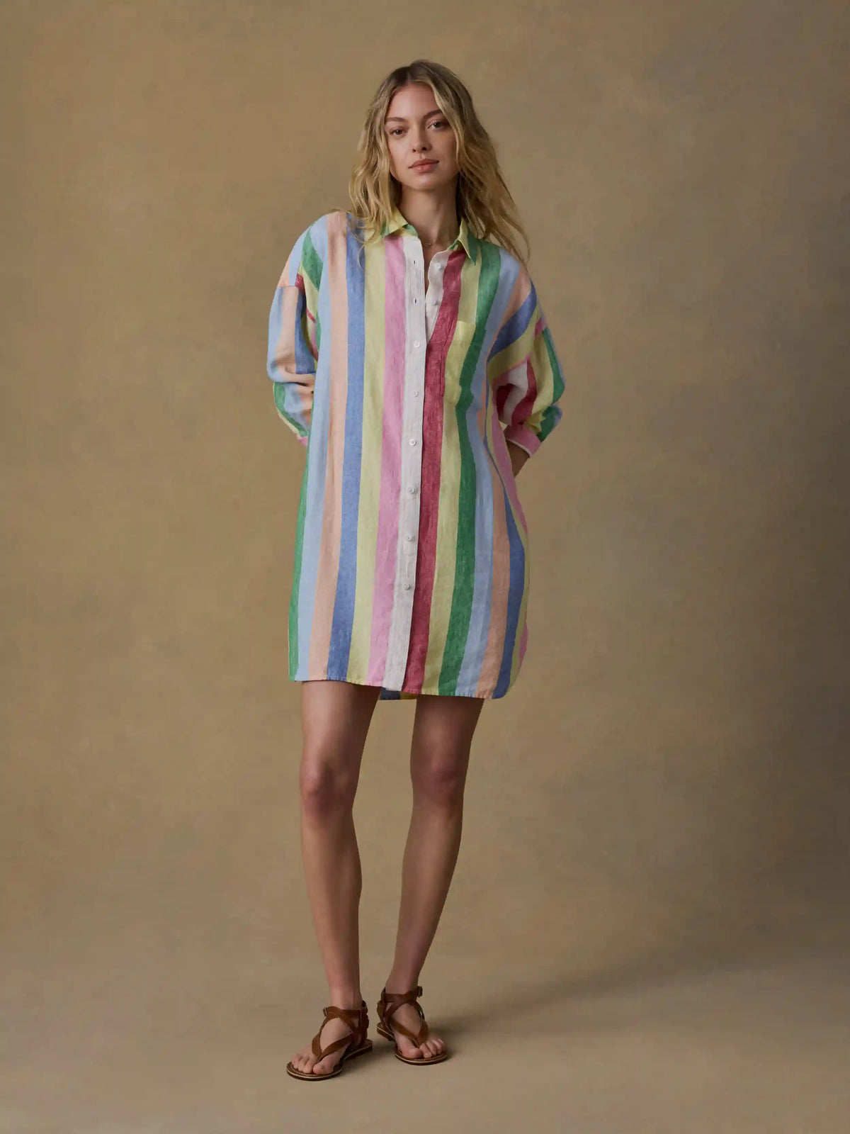 Laguna Linen Mini Shirtdress - Sunbeam Stripe