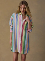 Laguna Linen Mini Shirtdress - Sunbeam Stripe