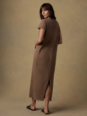 Recycled Cotton Jersey T-Shirt Dress - Alpine Brown