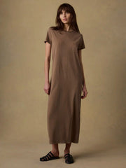 Recycled Cotton Jersey T-Shirt Dress - Alpine Brown