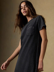 Recycled Cotton Jersey T-Shirt Dress - Washed Black