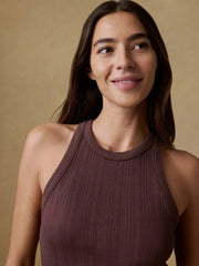 Paradise Pointelle Tank - Chicory Coffee