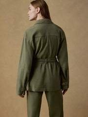 Soft Stretch Safari Jacket - Moss
