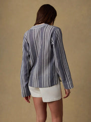 Dune Cotton Gauze Harbor Top - Sea Breeze Stripe