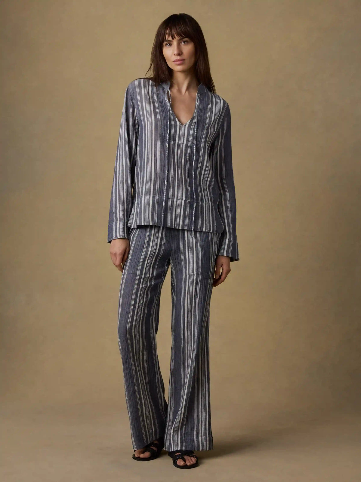 Dune Cotton Gauze Harbor Top - Sea Breeze Stripe