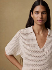 Seacoast Crochet Polo - Cream