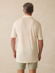 Short-Sleeve Linen Polo - Whitecap