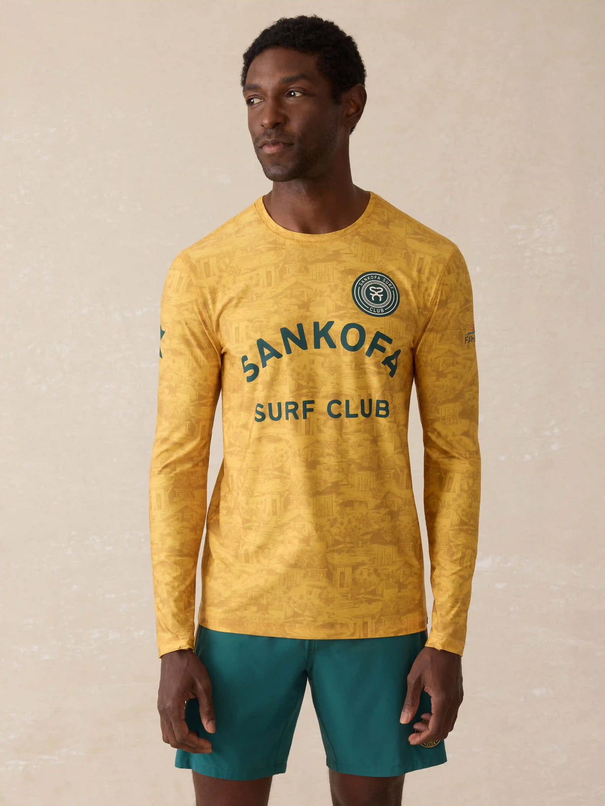 Surf Ghana Long-Sleeve Rash Guard - Beach House Gold