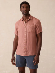 Short-Sleeve Palma Linen Shirt - Cedar Rose