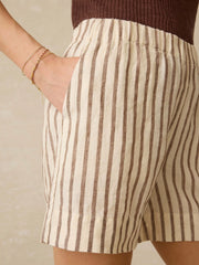 Laguna Linen Bayview Short - Cocoa Grove Stripe