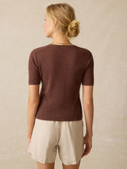 Miramar Linen Mini Rib Tee - Cocoa