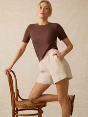 Miramar Linen Mini Rib Tee - Cocoa