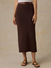 Miramar Linen Sweater Maxi Skirt - French Roast
