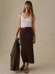 Miramar Linen Sweater Maxi Skirt - French Roast