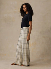 Textured Cotton Laidback Pant - Salt Stone