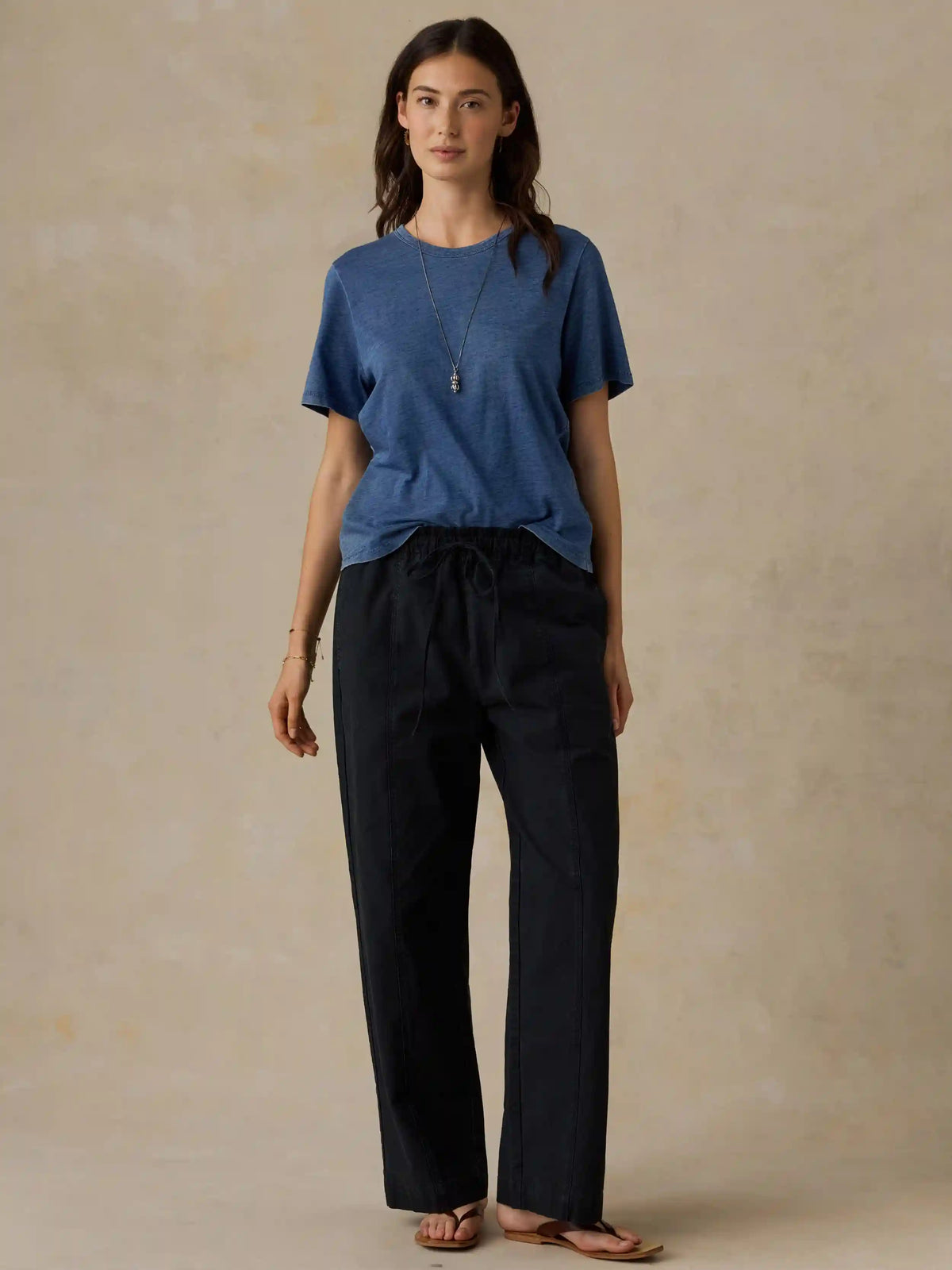 Cotton Twill Drawstring Pant - Black