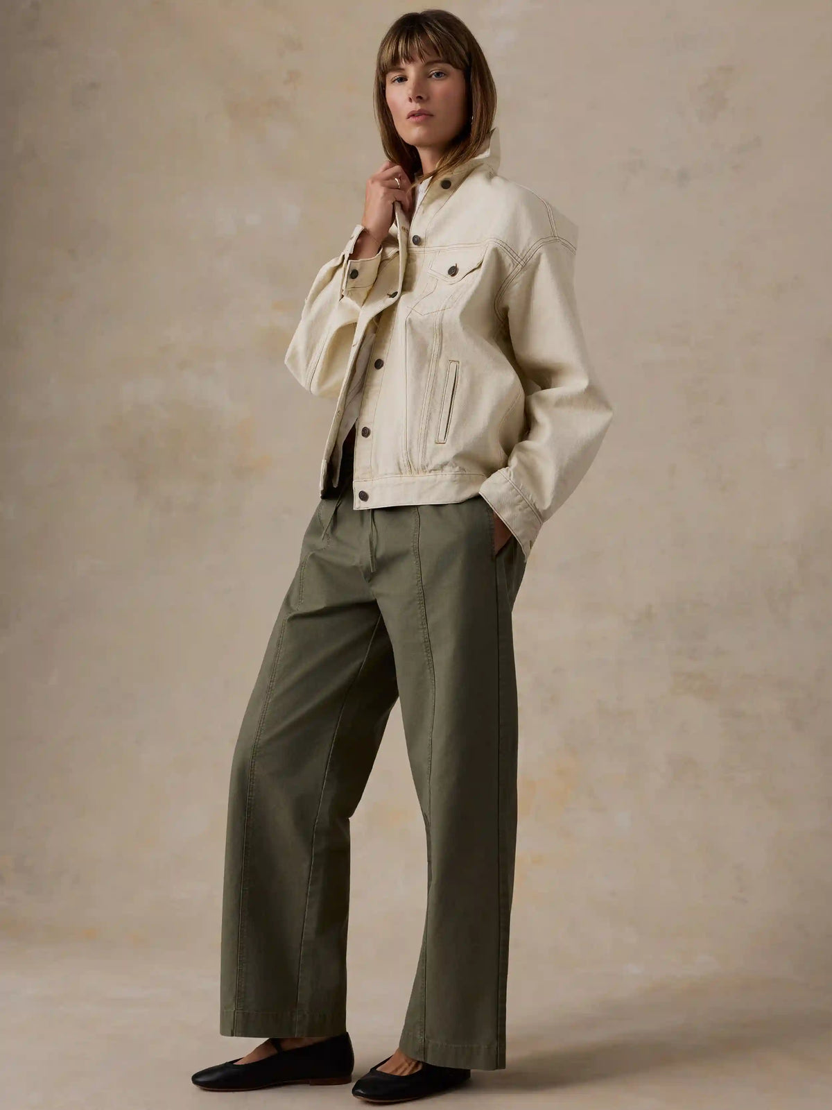 Cotton Twill Drawstring Pant - Olive