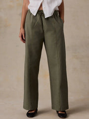 Cotton Twill Drawstring Pant - Olive