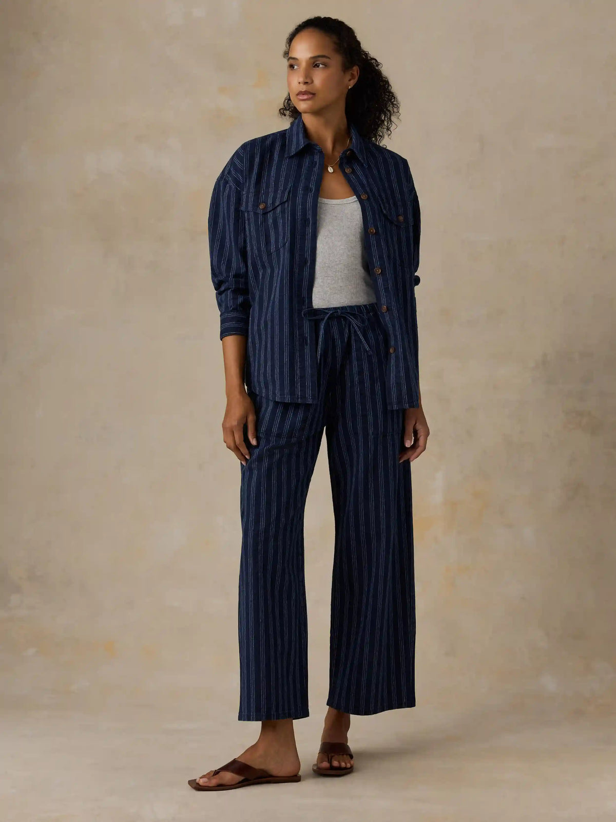 Cotton Hemp Utility Pant - Indigo Wharf Stripe