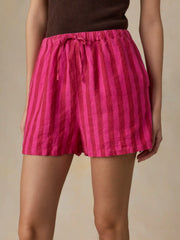 Laguna Linen Montecito Short - Sunset Pop Stripe