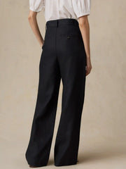 Sun Strider Linen Pleated Pant - Black