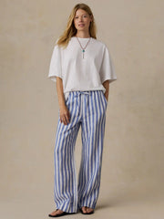 Laidback Linen Pant - Coastal Calm Stripe