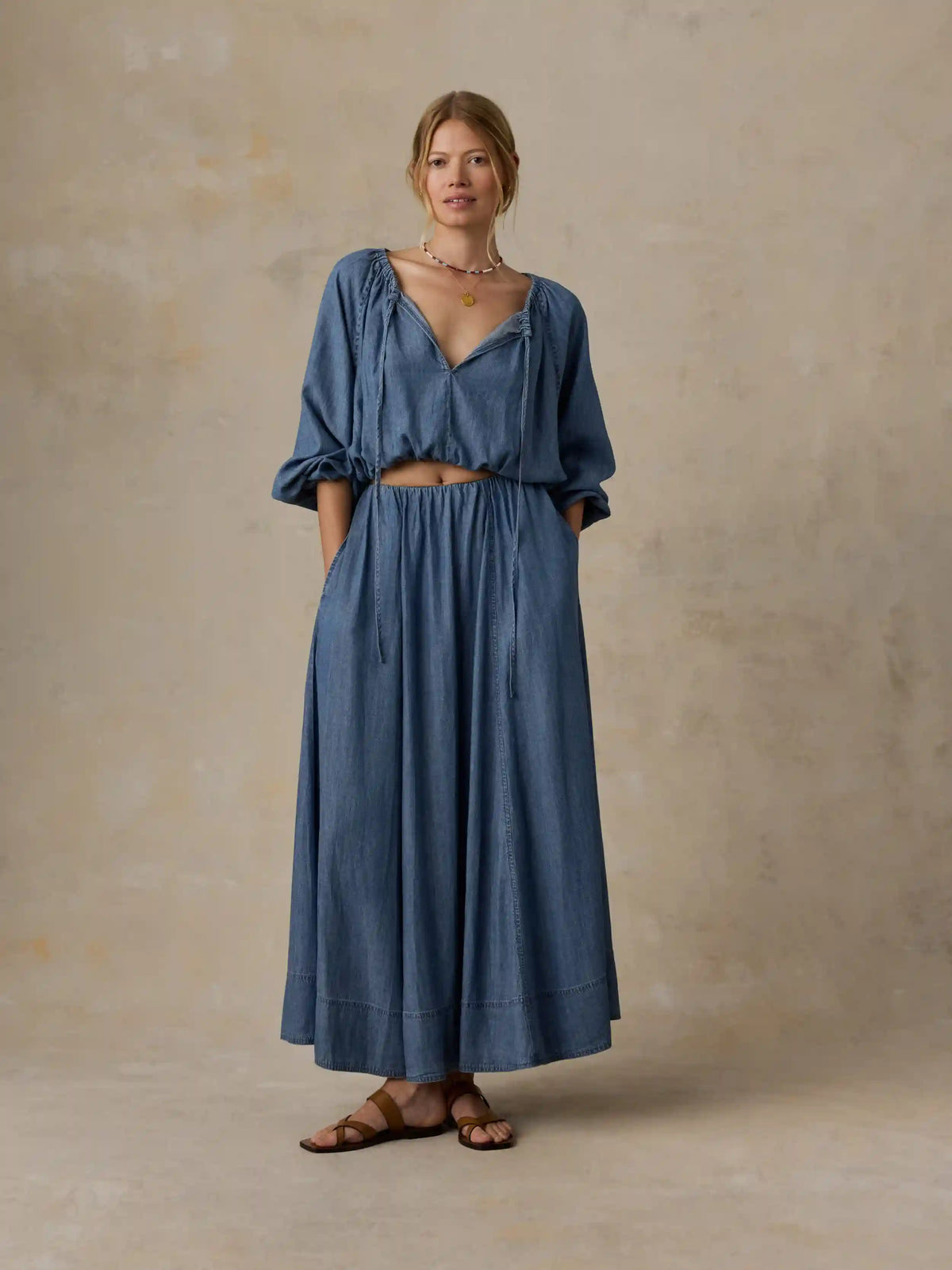 Tried & True Chambray Nera Skirt - River Mist Wash