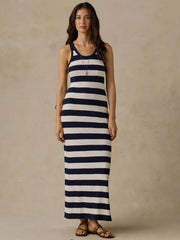 Sunwashed Organic Pocket Tank Dress - Baritone Blue Stripe