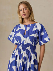 Coastal Poplin Elia Smocked Dress - Summer Leaf