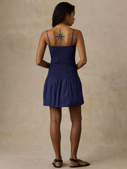 Coastal Poplin Smocked Mini Dress - Midnight Sail