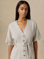 Sun Strider Linen Camille Mini Dress - Flax