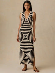 Seacoast Crochet Column Dress - Midnight Labyrinth
