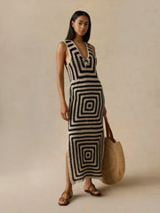 Seacoast Crochet Column Dress - Midnight Labyrinth