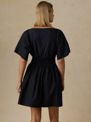 Coastal Poplin Elia Mini Smocked Dress - Black