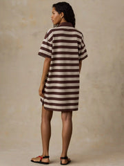 Recycled Cotton Knit Dress - Espresso Stripe