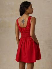 Coastal Poplin Sunseeker Mini Dress - Tango Red