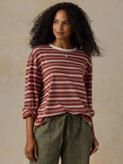 Sunwashed Long-Sleeve Retro Tee - Rosewood Stripe