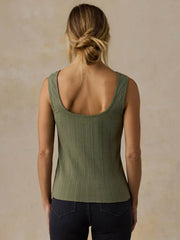 Paradise Pointelle Cami Cardigan - Clover