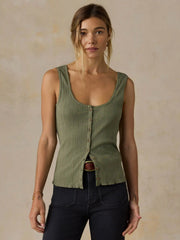 Paradise Pointelle Cami Cardigan - Clover