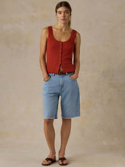Paradise Pointelle Cami Cardigan - Red Ochre