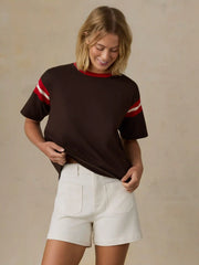 Sport Jersey Throwback Tee - Espresso Varsity